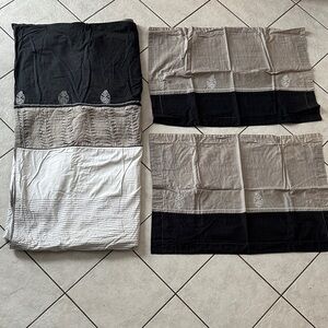 Queen Duvet Cover Set Elegant Black and Gray 100% Cotton